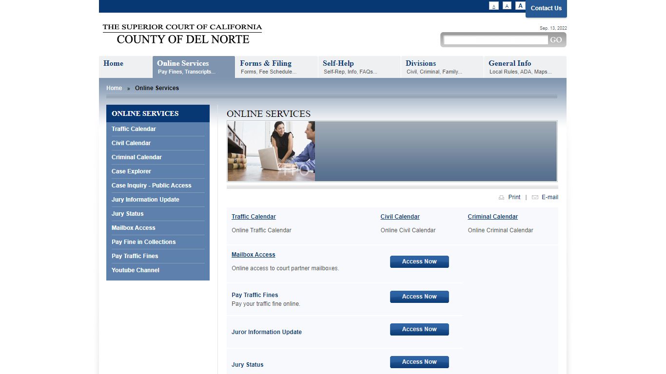 Online Services | Del Norte Superior Court